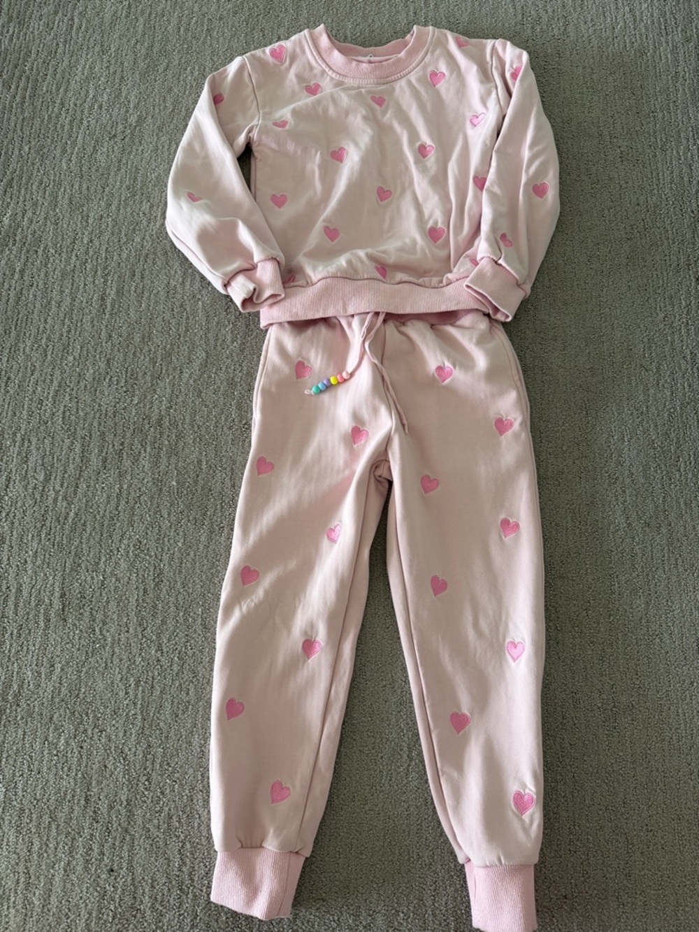 Lola + The Boys Pink Heart Sweatshirt & Joggers Set